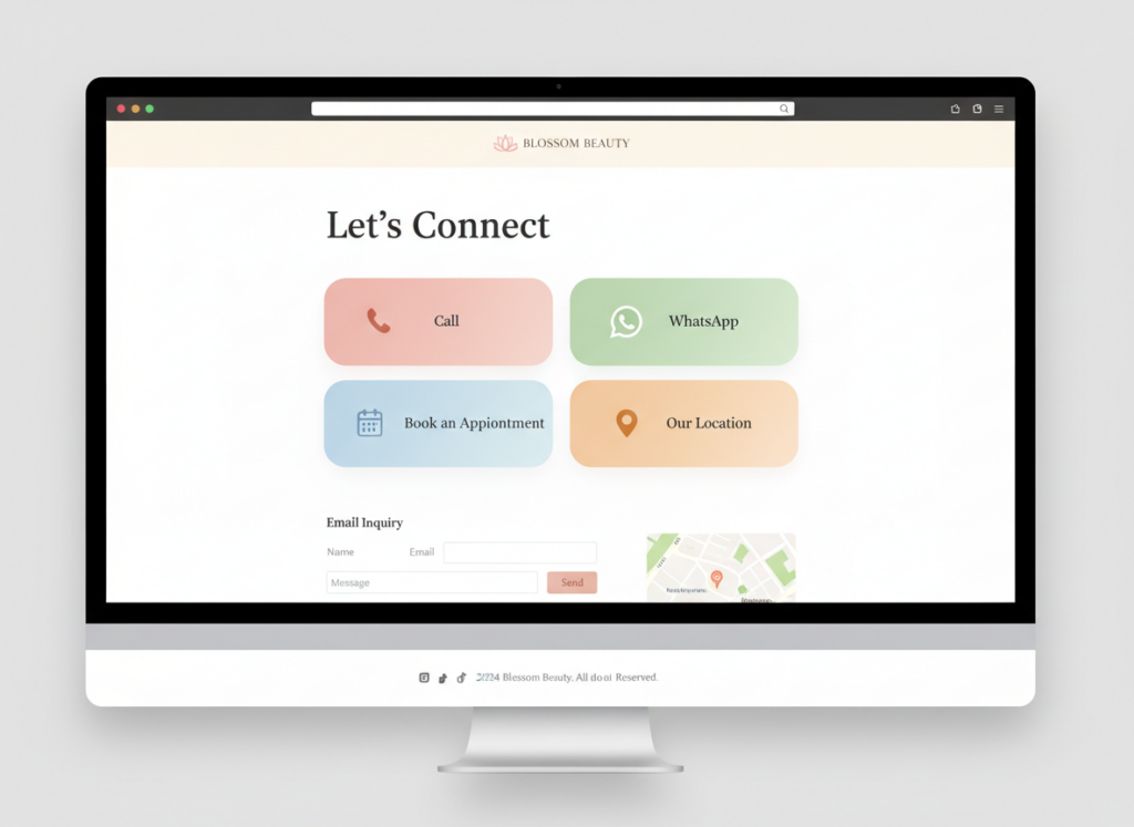 example contact page for beauty & aesthetic practitioners