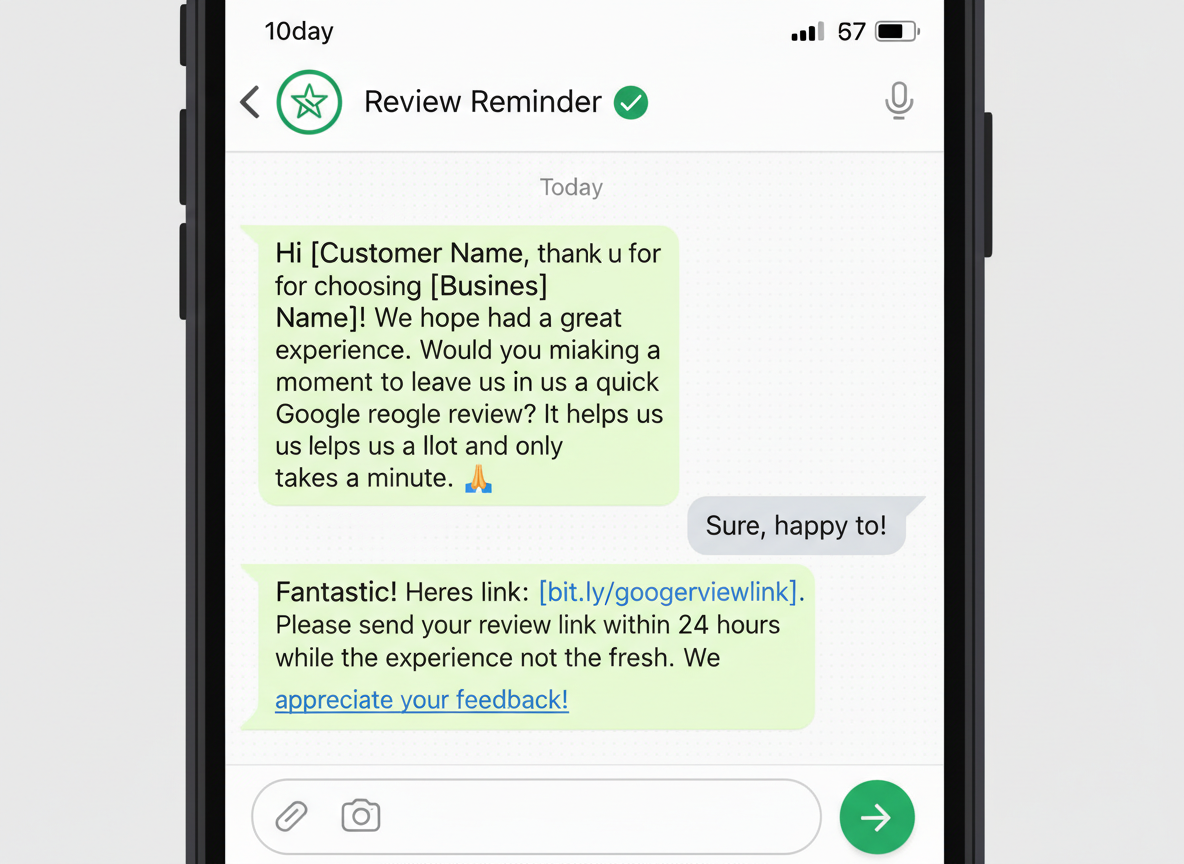 Example WhatsApp message asking for a Google review.